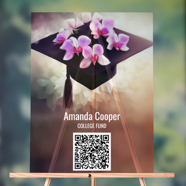 Unique Orchids Graduation Acrylic Sign (Neutral)