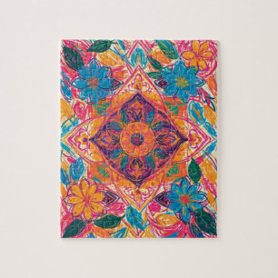 Unique Orient Flower Scribbles Jigsaw Puzzle