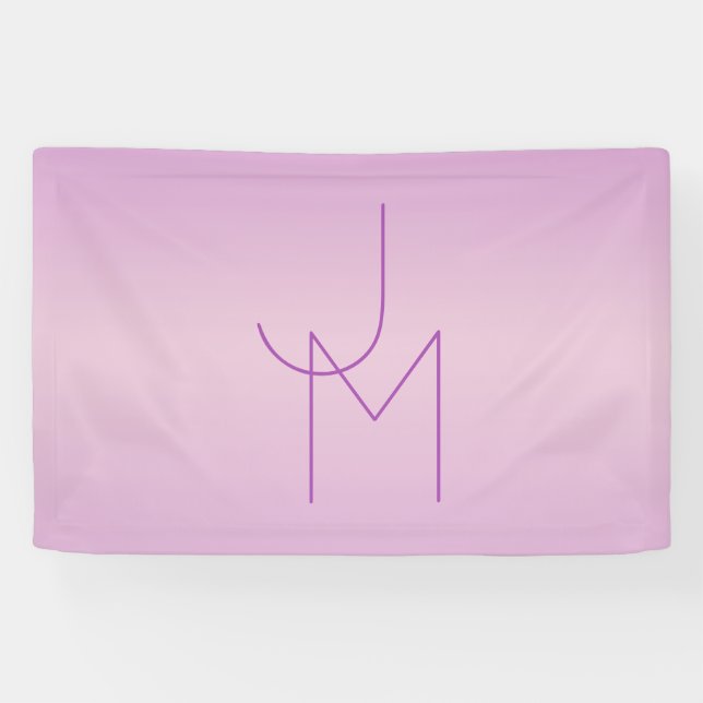 Unique Overlapping Monogram | Soft Lavender Pink Banner (Horizontal)