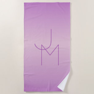 Unique Overlapping Monogram   Soft Lavender Pink Beach Towel