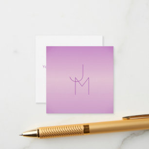 Unique Overlapping Monogram Soft Lavender Pink Enclosure Card