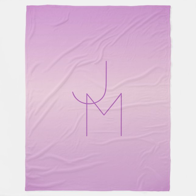 Unique Overlapping Monogram | Soft Lavender Pink Fleece Blanket (Front)