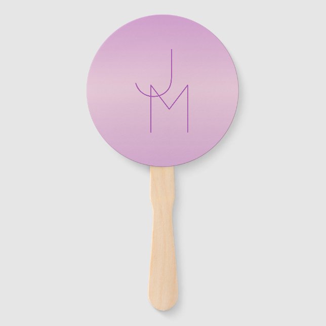 Unique Overlapping Monogram | Soft Lavender Pink Hand Fan (Front)