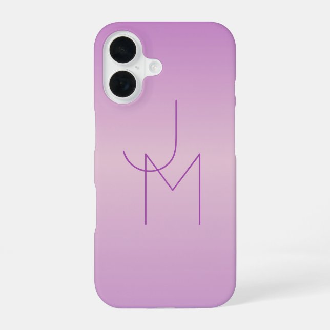 Unique Overlapping Monogram | Soft Lavender Pink iPhone 16 Case (Back)