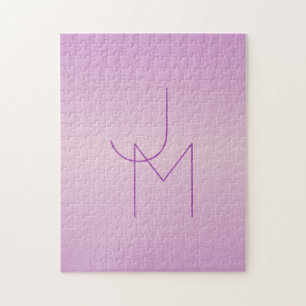 Unique Overlapping Monogram   Soft Lavender Pink Jigsaw Puzzle