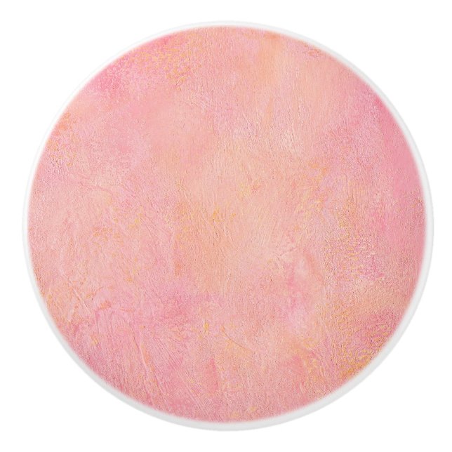 Unique Painterly Textured Look Pink Drawer  Ceramic Knob (Front)