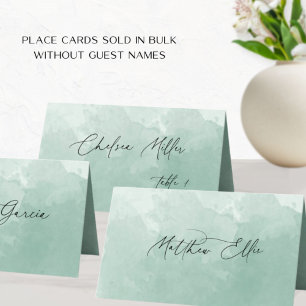 Unique Pale Green Watercolor Background Place Card
