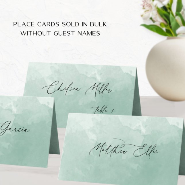 Unique Pale Green Watercolor Background Place Card (Creator Uploaded)