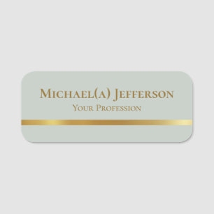 Unique Pale Loden Green & Gold Professional Modern Name Tag
