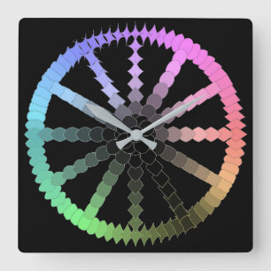 Unique Pastel Evolution Wheel w/Black Background Square Wall Clock