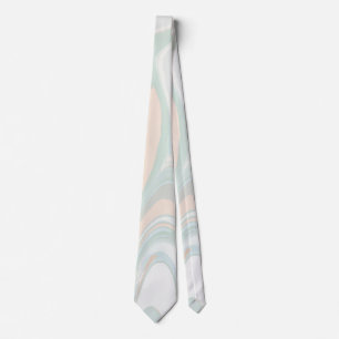 Unique Pastel Mint Green Oil Paint Abstract Tie