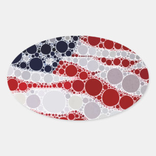 Unique Patriotic American Flag Oval Sticker