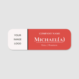 Unique Pearl White & Chic Ferrari Red Company LOGO Name Tag