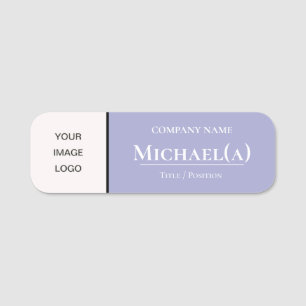 Unique Pearl White & Lavender Violet: Company LOGO Name Tag