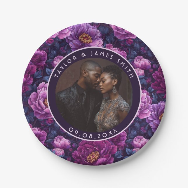 Unique Peonies Plates For Wedding Keepsake (Front)