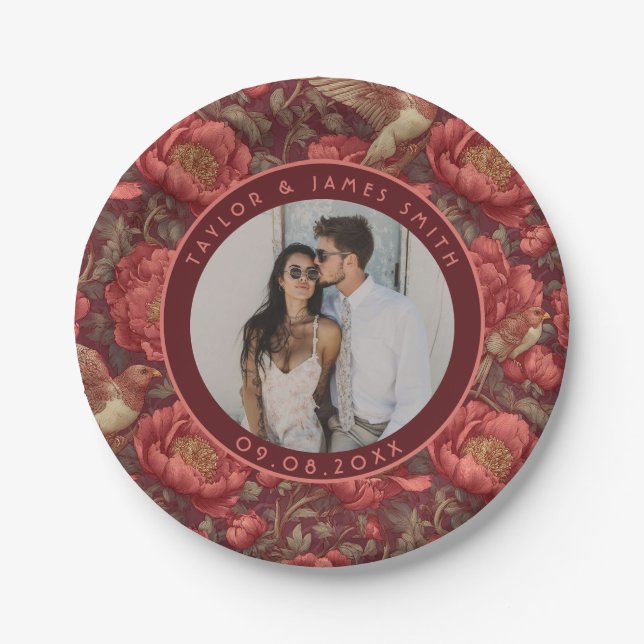 Unique Peonies Plates For Wedding Party (Front)