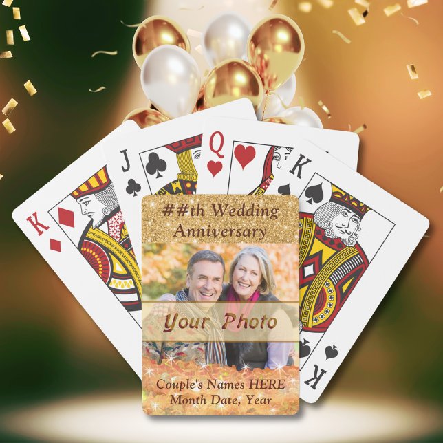 Unique Personalised Anniversary Photo Party Favour Playing Cards (50th Anniversary Party Favors. Cheap 50th anniversary gifts. Inexpensive 50 year anniversary gifts.)
