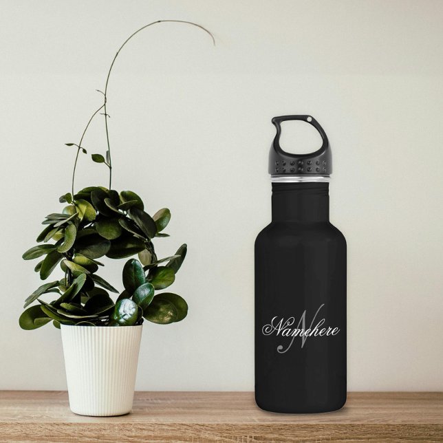 Unique Personalised Black and White Name Monogram 532 Ml Water Bottle (Creator Uploaded)