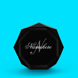 Unique Personalised Black and White Name Monogram Acrylic Award