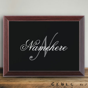 Unique Personalised Black and White Name Monogram Award Plaque
