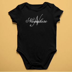 Unique Personalised Black and White Name Monogram Baby Bodysuit