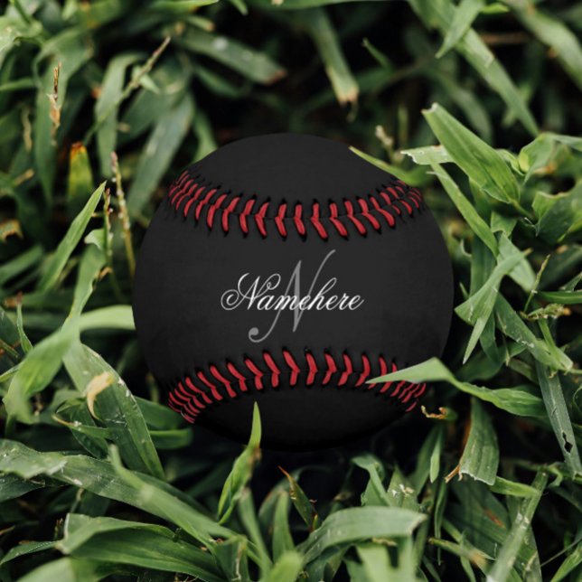 Unique Personalised Black and White Name Monogram Baseball (Creator Uploaded)