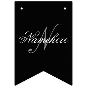 Unique Personalised Black and White Name Monogram Bunting