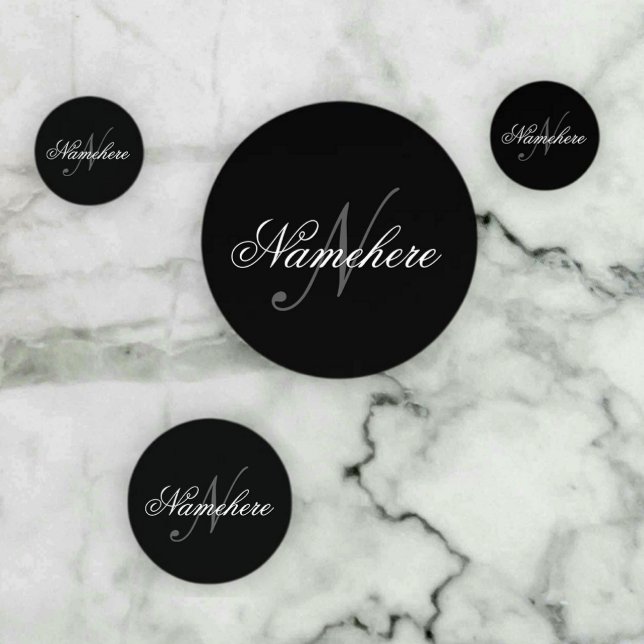 Unique Personalised Black and White Name Monogram Confetti (Creator Uploaded)