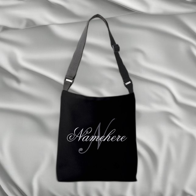 Unique Personalised Black and White Name Monogram Crossbody Bag (Creator Uploaded)