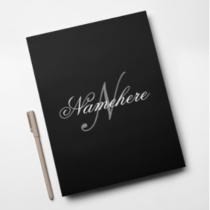 Unique Personalised Black and White Name Monogram Custom Letterhead