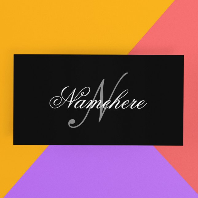 Unique Personalised Black and White Name Monogram Discount Card (Creator Uploaded)