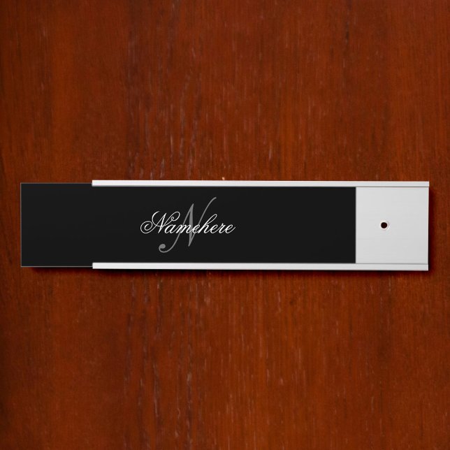 Unique Personalised Black and White Name Monogram Door Sign (Creator Uploaded)