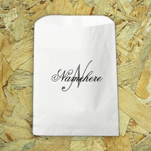 Unique Personalised Black and White Name Monogram Favour Bag