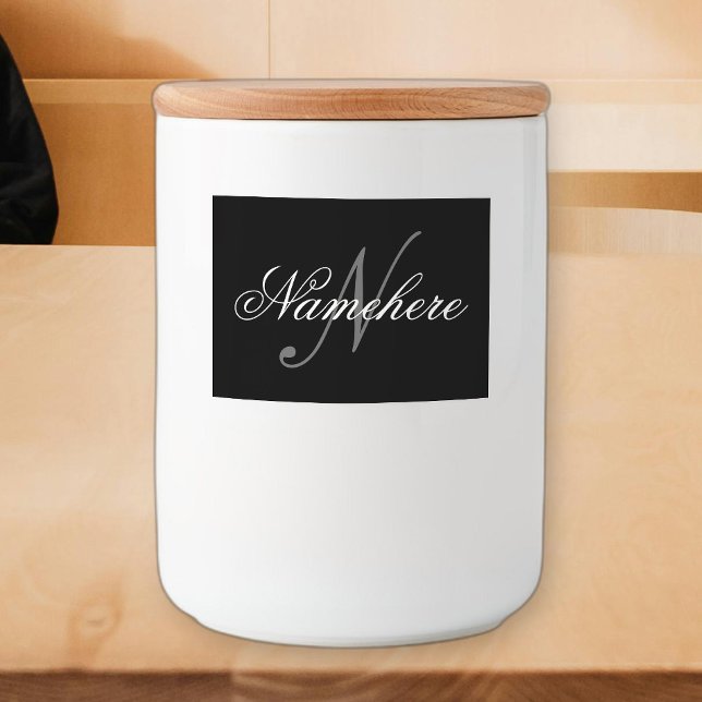 Unique Personalised Black and White Name Monogram Food Label (Creator Uploaded)