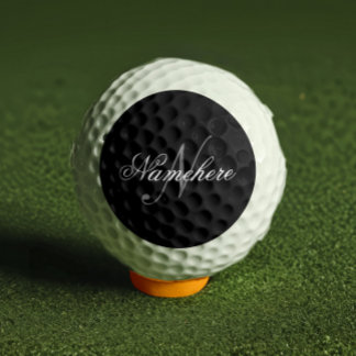 Unique Personalised Black and White Name Monogram Golf Balls