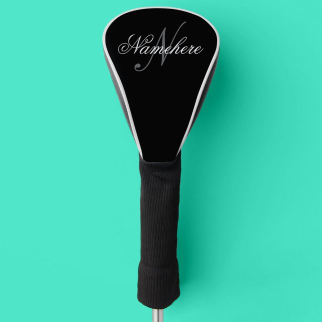 Unique Personalised Black and White Name Monogram Golf Head Cover (Creator Uploaded)
