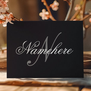Unique Personalised Black and White Name Monogram Holiday Postcard