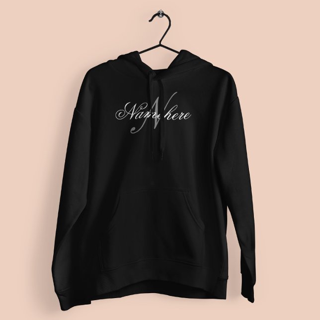 Unique Personalised Black and White Name Monogram  Hoodie (Creator Uploaded)