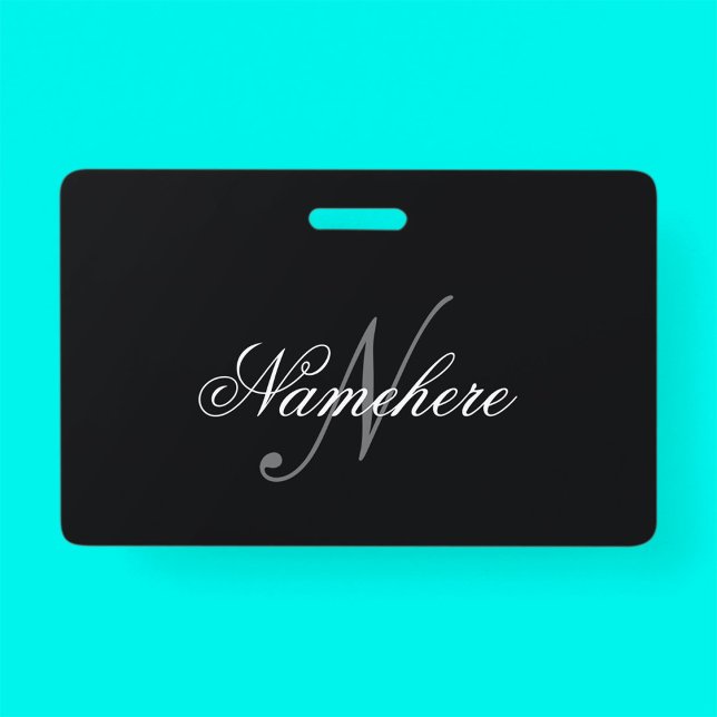 Unique Personalised Black and White Name Monogram ID Badge (Creator Uploaded)