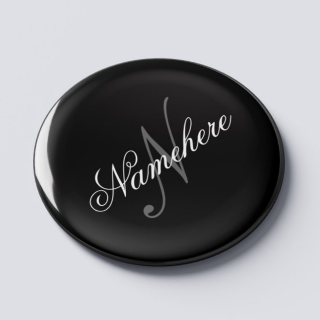 Unique Personalised Black and White Name Monogram Magnet (Creator Uploaded)