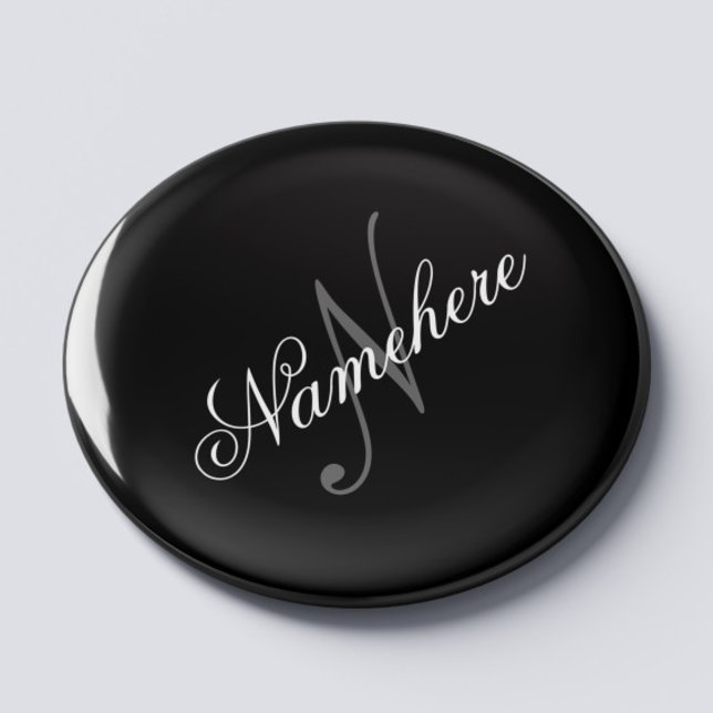 Unique Personalised Black and White Name Monogram Magnet (Creator Uploaded)