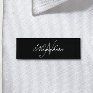 Unique Personalised Black and White Name Monogram Name Tag