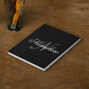 Unique Personalised Black and White Name Monogram Notepad