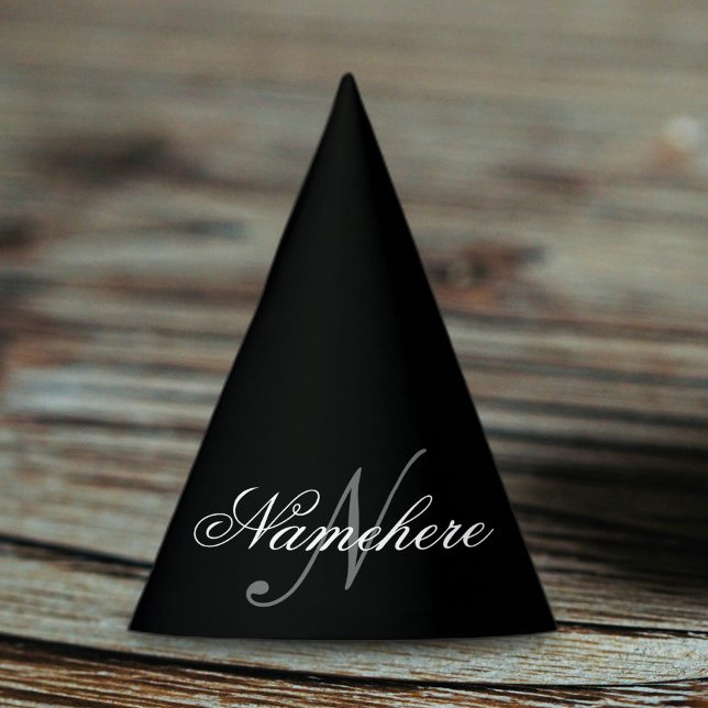 Unique Personalised Black and White Name Monogram Party Hat (Creator Uploaded)