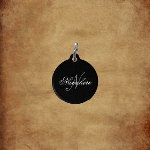 Unique Personalised Black and White Name Monogram Pet Tag
