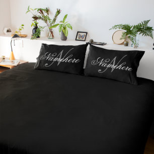 Unique Personalised Black and White Name Monogram Pillowcase