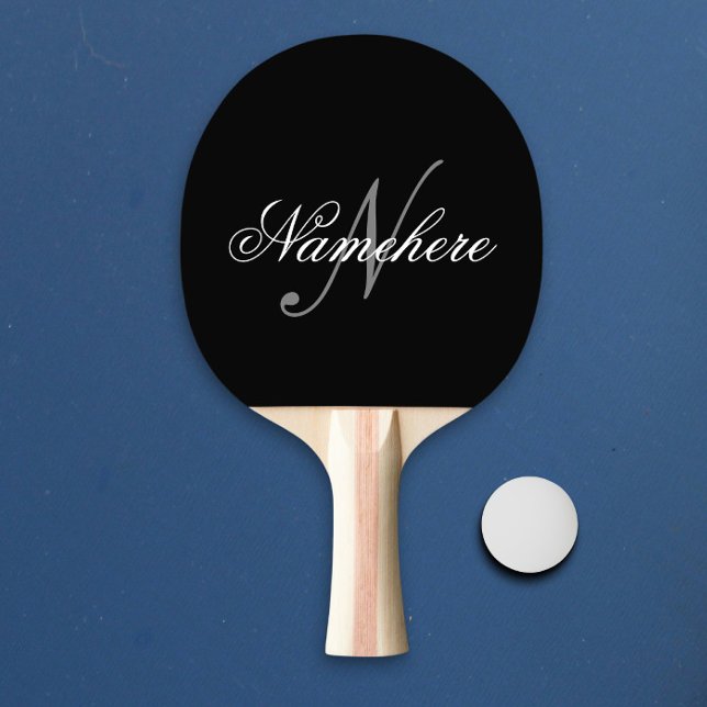 Unique Personalised Black and White Name Monogram Ping Pong Paddle (Creator Uploaded)