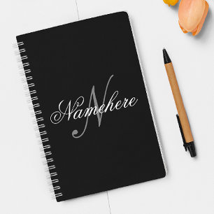 Unique Personalised Black and White Name Monogram Planner