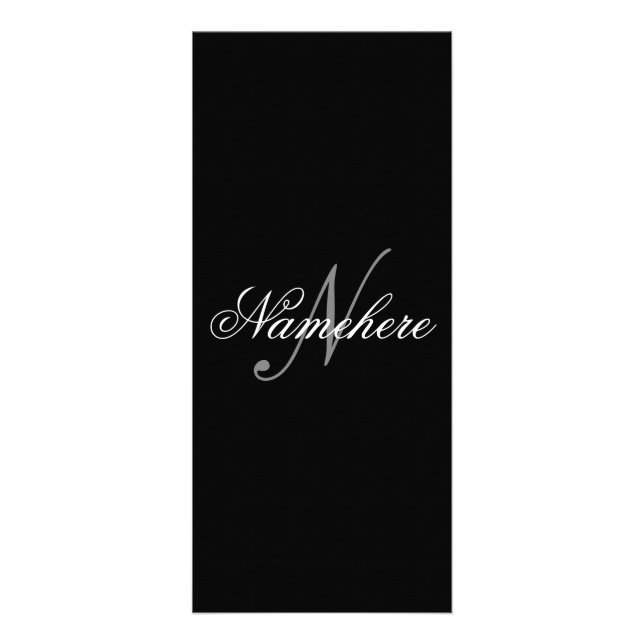 Unique Personalised Black and White Name Monogram Rack Card (Front)