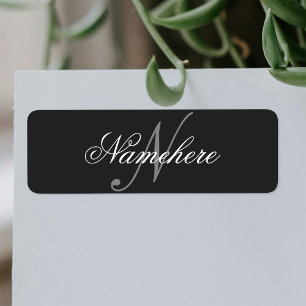 Unique Personalised Black and White Name Monogram Return Address Label